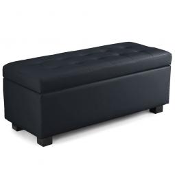 Large Ottoman PU Leather Storage Box Footstool Chest - Black