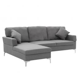 Linen Corner Sofa Couch Lounge L-shape w/ Right Chaise Seat Dark Grey
