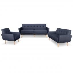 Sarantino 6 Seater Linen Fabric Sofa Couch Futon Lounge Set Dark Grey