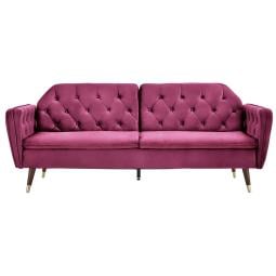 Sarantino Faux Velvet Sofa Bed Couch Furniture  Suite Seat Burgundy