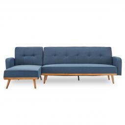 Sarantino 3-Seater wooden Corner Sofa Bed Lounge Chaise Couch - Blue