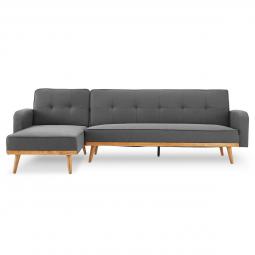 Sarantino 3-Seater Wood Corner Sofa Bed Lounge Chaise Couch Dark Grey