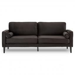 Sarantino 3 Seater Faux Velvet Sofa Bed Couch Furniture Lounge - Black