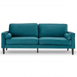 Sarantino Faux Velvet Sofa Bed Couch Furniture Lounge Suite Seat Blue