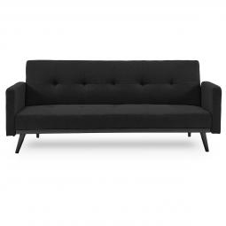 Sarantino 3 Seater Modular Linen Fabric Bed Sofa  Couch Armrest Black