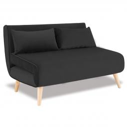 Sarantino 3 Seater Faux Velvet Sofa Bed Couch Furniture - Black
