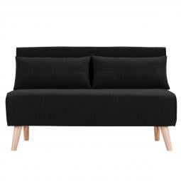 2-Seater Adjustable Sofa Bed Lounge Faux Velvet Fabric - Black