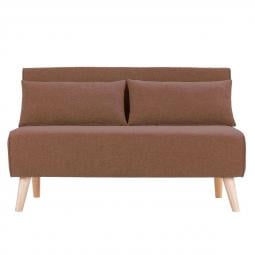 Adjustable Corner Sofa 2-Seater Lounge Linen Bed Seat - Brown