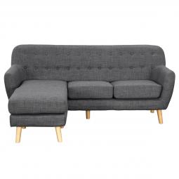 Linen Corner Sofa Couch Lounge L-shaped with Chaise - Dark Grey