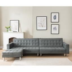 Sarantino Corner Sofa Bed Couch with Chaise - Grey