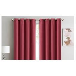 2x 100% Blockout Curtains Panels 3 Layers Eyelet Wine 240x230cm